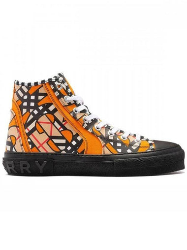 Men's Monogram High Top Sneakers Orange - BURBERRY - BALAAN 1