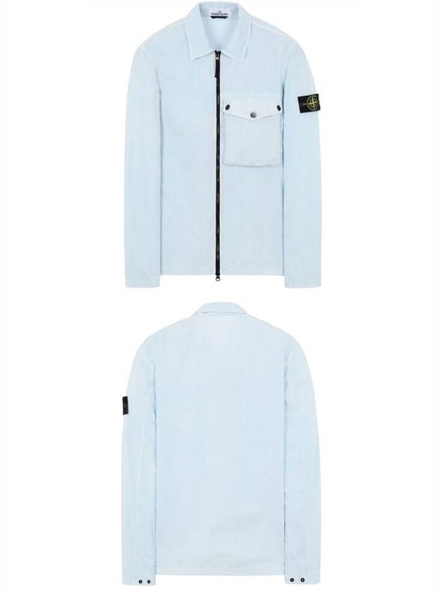 Men's Old Effect Overshirt Zip-Up Jacket Sky Blue - STONE ISLAND - BALAAN 5