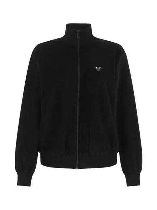 Triangle Logo High Neck Zip Up Jacket Black - PRADA - BALAAN 2