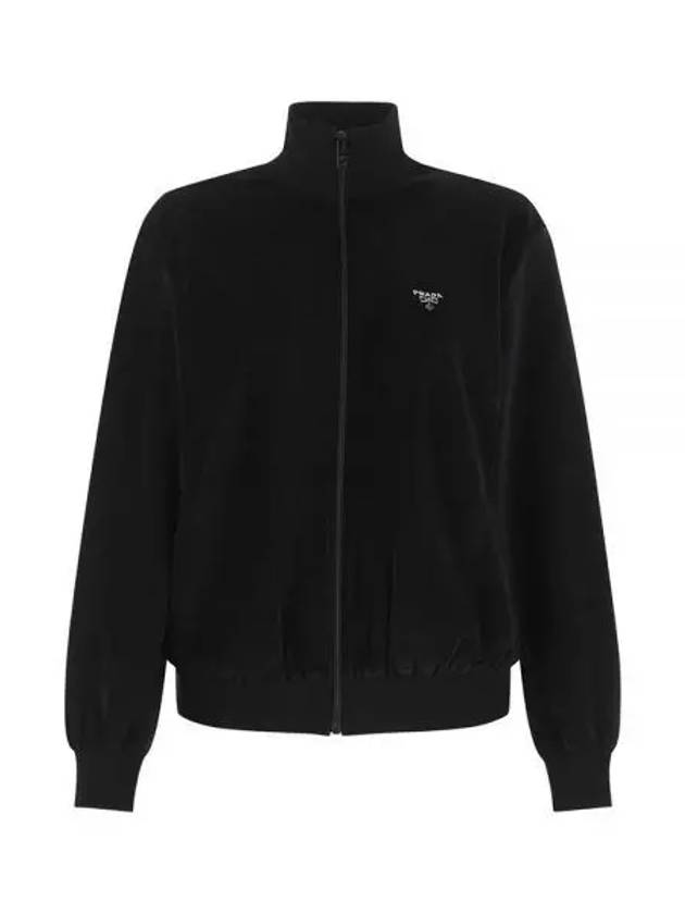 Triangle Logo High Neck Zip Up Jacket Black - PRADA - BALAAN 2