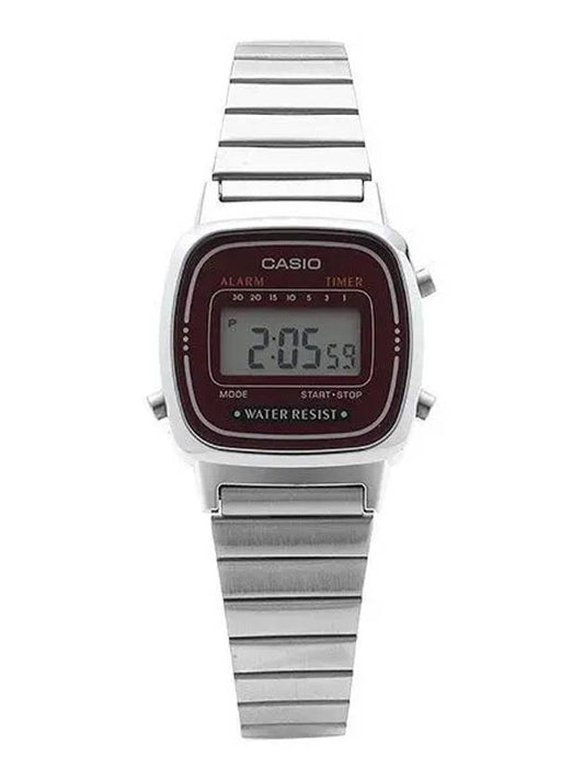 Women's Digital Quartz Metal Watch Silver Red - CASIO - BALAAN 2