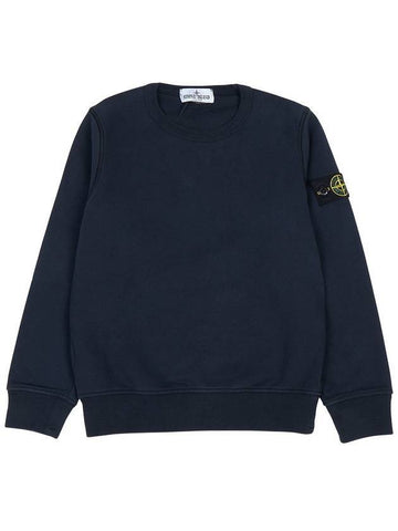 Kids Organic Cotton Fleece Sweatshirt Navy - STONE ISLAND - BALAAN 1