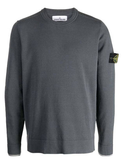 Logo Patch Crew Neck Knit Top Grey - STONE ISLAND - BALAAN 2