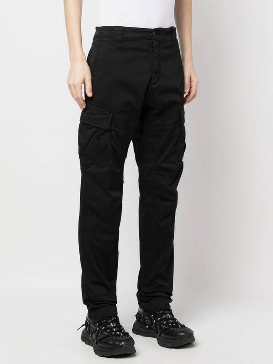 Lens Wappen Cargo Straight Pants Black - CP COMPANY - BALAAN.