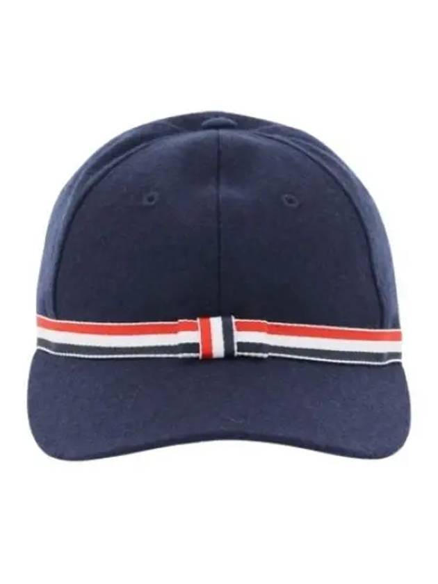 Bow Grosgrain Wool Flannel Ball Cap Navy - THOM BROWNE - BALAAN 2