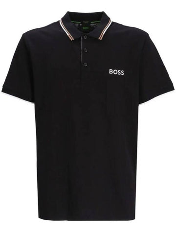 Paddy Striped Cotton Polo Shirt Black - HUGO BOSS - BALAAN 1