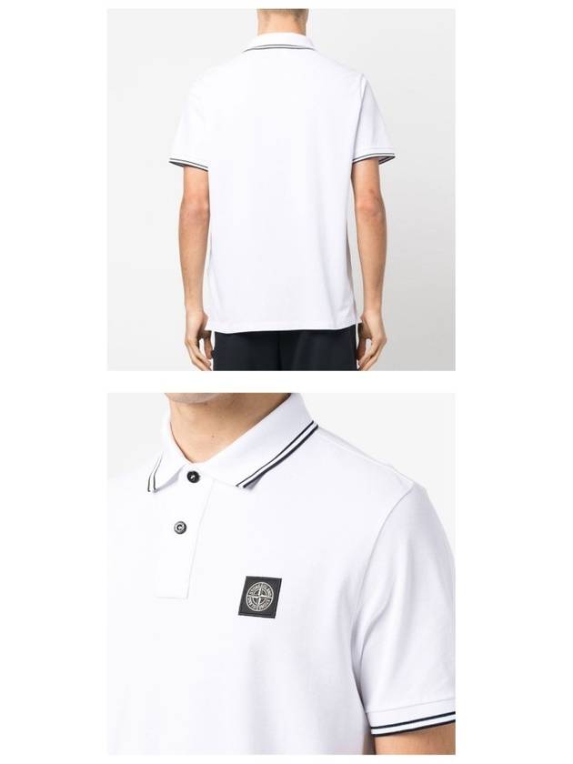 Stretch Cotton Pique Short Sleeve Polo Shirt White - STONE ISLAND - BALAAN 6