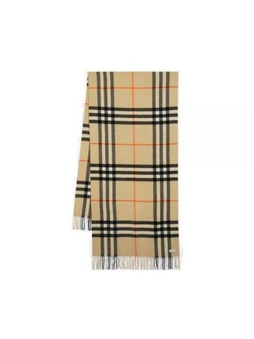 Wide Check Cashmere Scarf Beige - BURBERRY - BALAAN 1