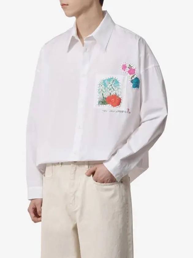 Floral Applique Cotton Long Sleeve Shirt White - MARNI - BALAAN 2