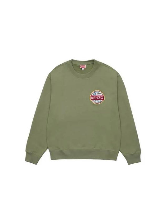 Men's Travel Logo Patch Cotton Sweatshirt Khaki - KENZO - BALAAN 2