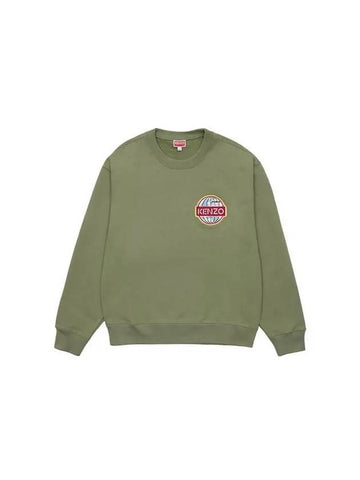 Men's Travel Logo Patch Cotton Sweatshirt Khaki - KENZO - BALAAN 1