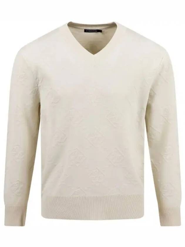 Men's Vito Jacquard V Neck Knit Top Turtledove - J.LINDEBERG - BALAAN 2