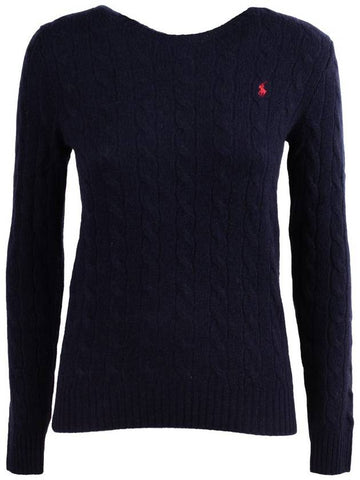 Ralph Lauren Blue Wool And Cashmere Cable Knit Sweater - RALPH LAUREN - BALAAN 1