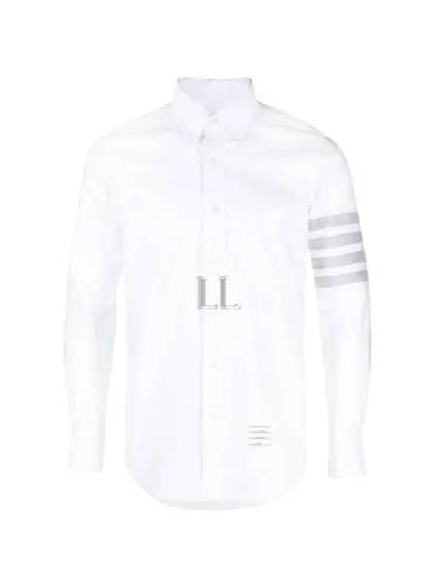 4 Bar Stripe Long Sleeve Shirt White - THOM BROWNE - BALAAN 2