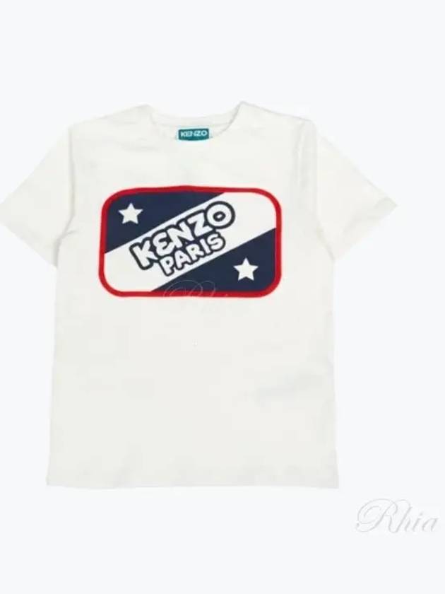 Kids Logo Print Short Sleeve T-Shirt White - KENZO - BALAAN 2