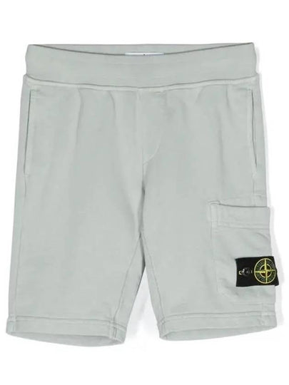 Kids Wappen Patch Fleece Shorts Grey - STONE ISLAND - BALAAN 2