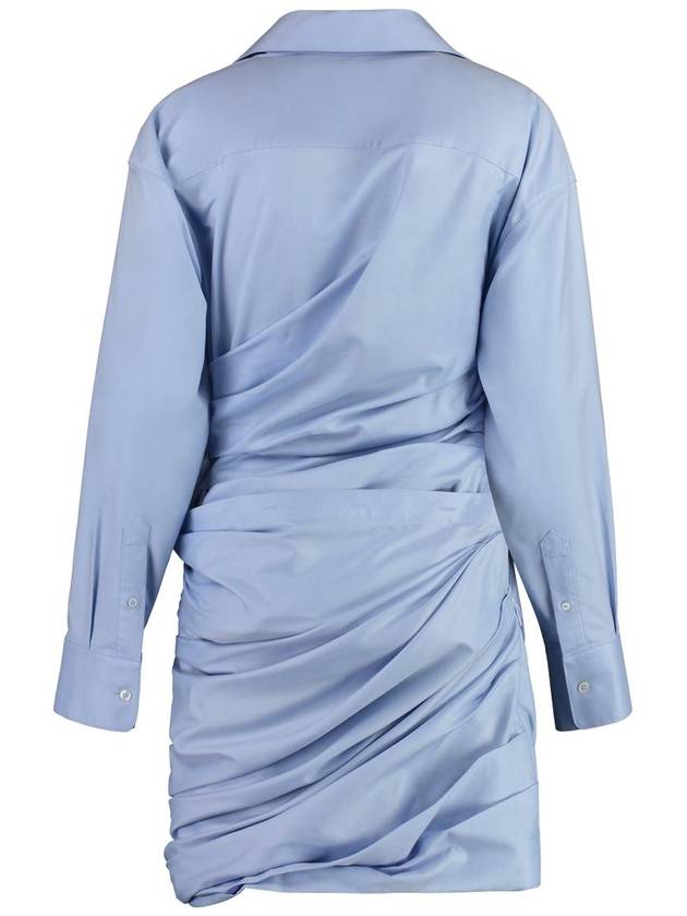 Asymmetric Draped Shirt Collar Short Dress Light Blue - ALEXANDER WANG - BALAAN 3