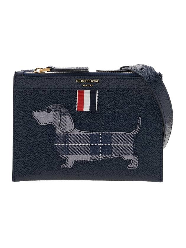 Document Holder Pebble Grain Hector Cross Bag Navy - THOM BROWNE - BALAAN 1