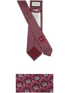 GG flower jacquard silk tie brown - GUCCI - BALAAN.