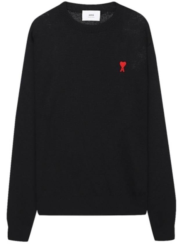 Heart Logo Patch Knit Top Black - AMI - BALAAN 2