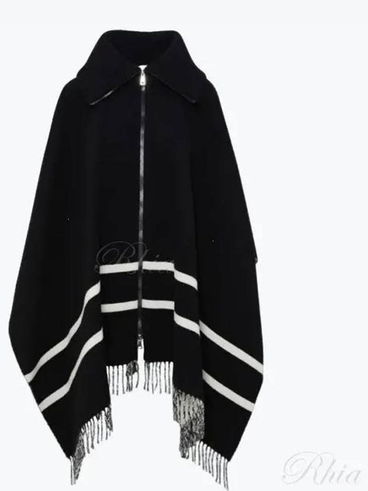 3G00004 OU226 999 Logo Patch Wool Cape - MONCLER - BALAAN 1