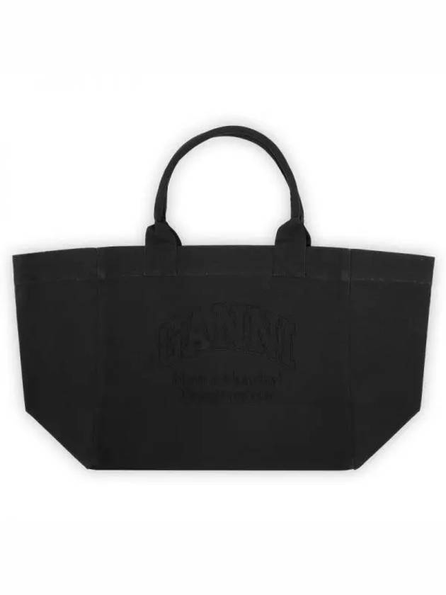 Embroidered Logo Oversized Canvas Tote Bag Black - GANNI - BALAAN 2