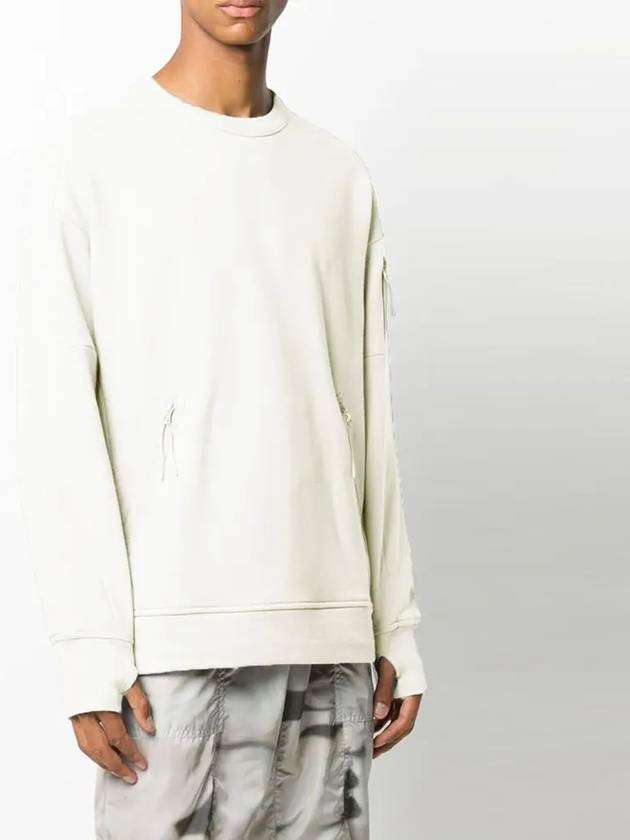 Men's Lens Wappen Zipper Pocket Crew Neck Sweatshirt White - CP COMPANY - BALAAN 4