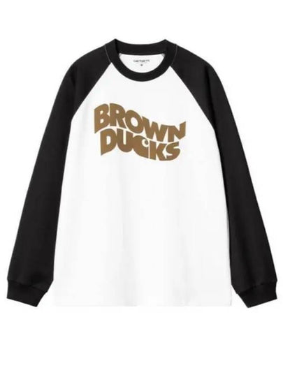 Brown Ducks Baseball Long Sleeve T-Shirt Black White - CARHARTT WIP - BALAAN 2