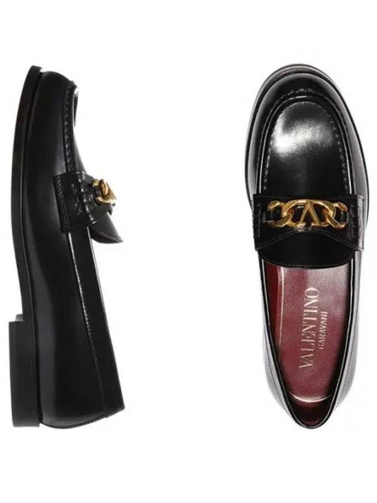 Shoes 3Y0S0G03 YZX 0NO 3Y2S0G03 V Logo Chain Leather Loafers - VALENTINO - BALAAN 1