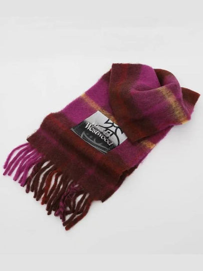 Tartan Check Alpaca Wool Muffler Purple - VIVIENNE WESTWOOD - BALAAN 2