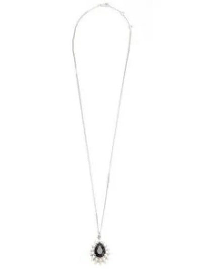 Les Pierres Black Strass Rhodium Finish Necklace Silver - CELINE - BALAAN 2