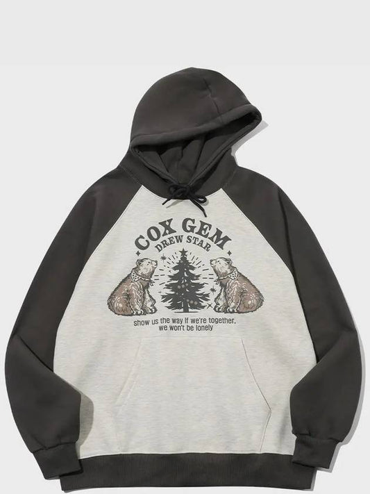 Together Bear Raglan Hooded Top Charcoal - CPGN STUDIO - BALAAN 2