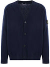 Wappen Patch V-Neck Cardigan Navy - STONE ISLAND - BALAAN 3