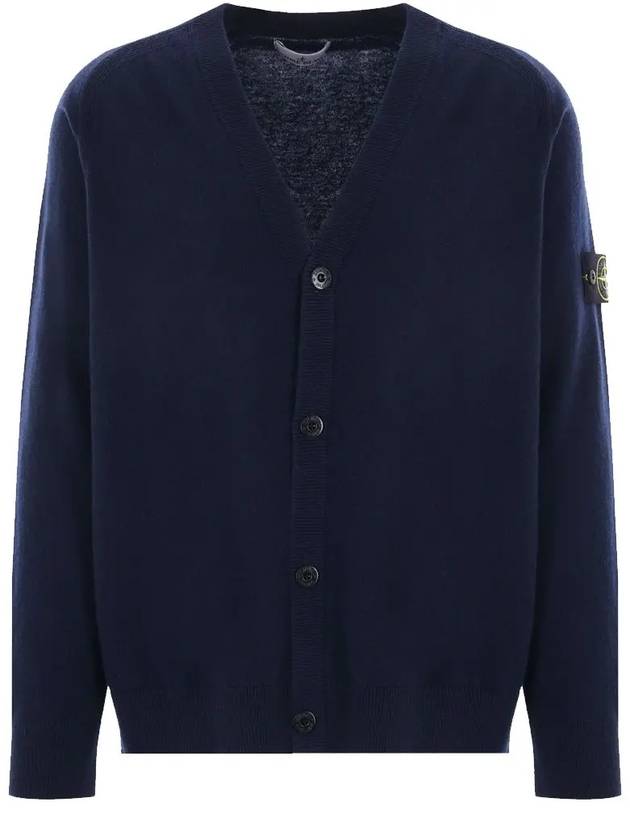 Wappen Patch V-Neck Cardigan Navy - STONE ISLAND - BALAAN 3