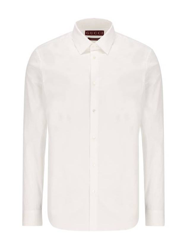 Stretch Cotton Poplin Long Sleeve Shirt White - GUCCI - BALAAN 2