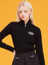 Women s Knit Sweater Half neck Patch Zip up Black MCFW24KN3BK - MACKY - BALAAN 1