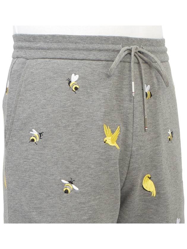 Bird Bee Embroidered Loopback Cotton Sweat Shorts Grey - THOM BROWNE - BALAAN 10