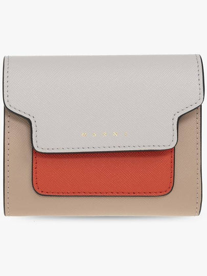 Saffiano Tri-Fold Half Wallet Grey - MARNI - BALAAN 2