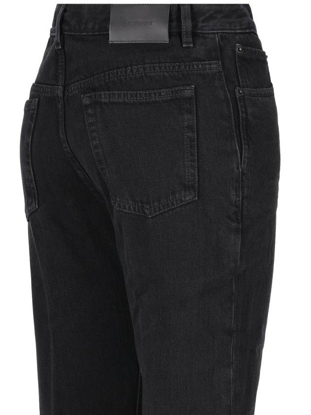 Mid Rise Denim Straight Jeans Black - SAINT LAURENT - BALAAN 4