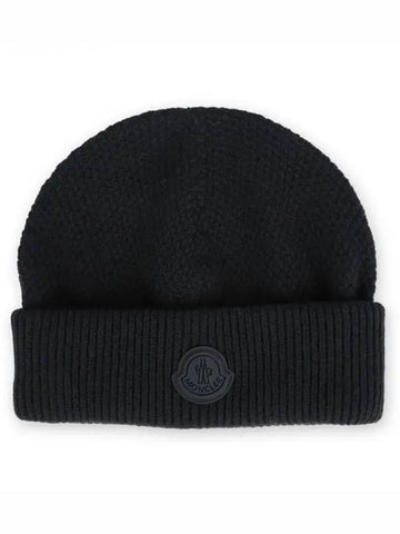 Black logo wool beanie 3B00038 M1242 999 1213656 - MONCLER - BALAAN 1