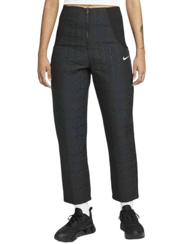 Essentials Quilted Woven Straight Pants Black - NIKE - BALAAN 1