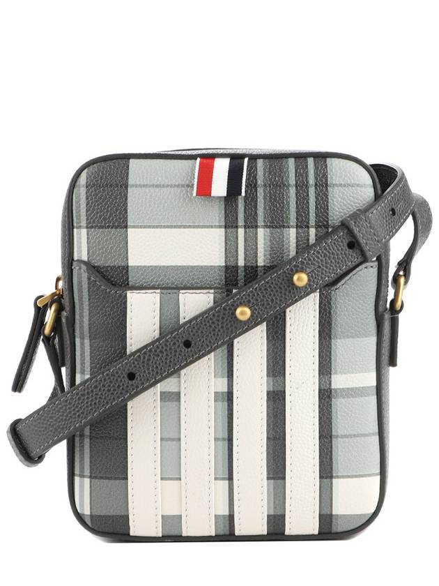 Madras 4-Bar Vertical Pepple Grain Leather Cross Bag Grey - THOM BROWNE - BALAAN 2