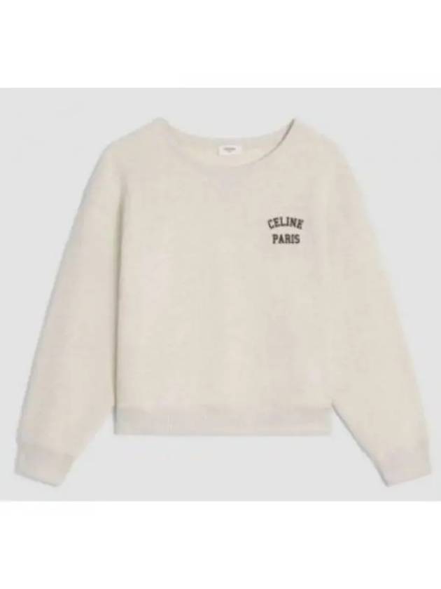 Logo Print Cotton Fleece Loose Sweatshirt Cream - CELINE - BALAAN 2