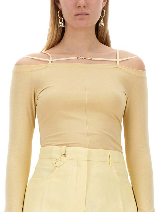 Women's Sierra Signature Long Sleeve T-Shirt Beige - JACQUEMUS - BALAAN 6