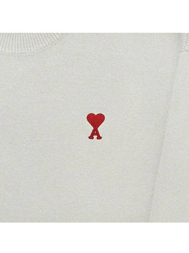 Red ADC Chain Stitch Heart Logo Knit Top Ivory - AMI - BALAAN 4