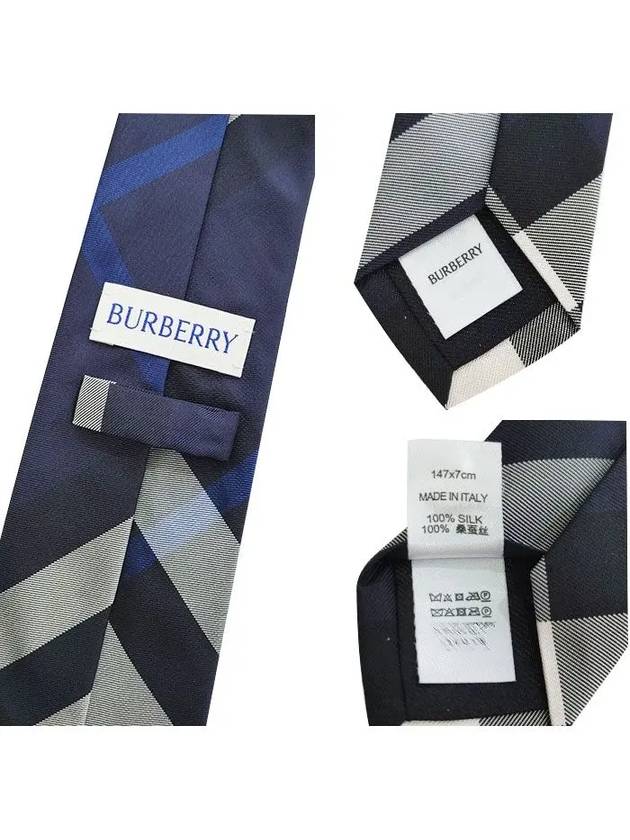 Classic Cut Check Silk Tie Navy - BURBERRY - BALAAN 6