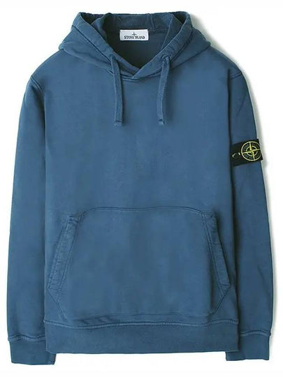 Logo Patch Cotton Fleece Hoodie Blue - STONE ISLAND - BALAAN 2