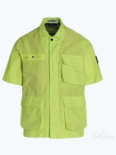 Men's Waffen Short Sleeve Shirt Jacket Lime - STONE ISLAND - BALAAN 2