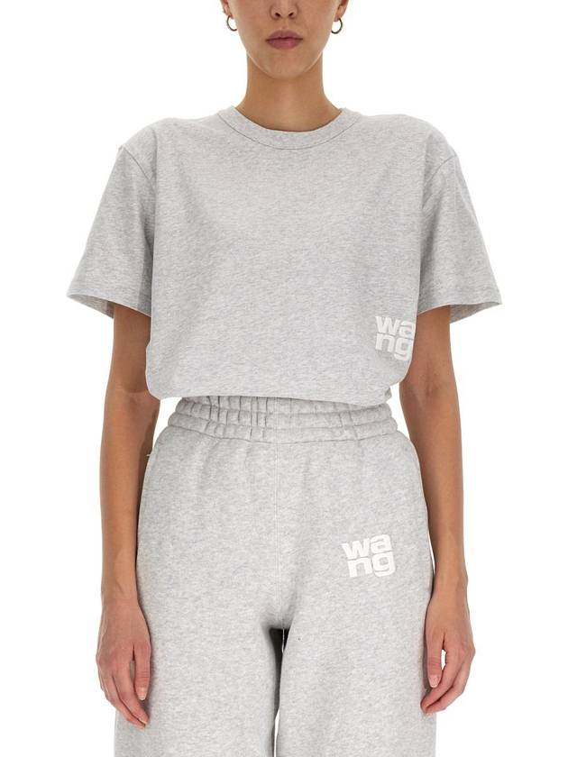 Cotton Logo Print Short Sleeve T-Shirt Gray - ALEXANDER WANG - BALAAN 3