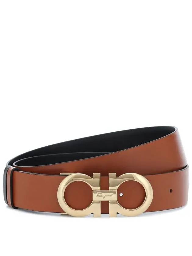 Gancini Reversible Leather Belt Black Sella - SALVATORE FERRAGAMO - BALAAN 4